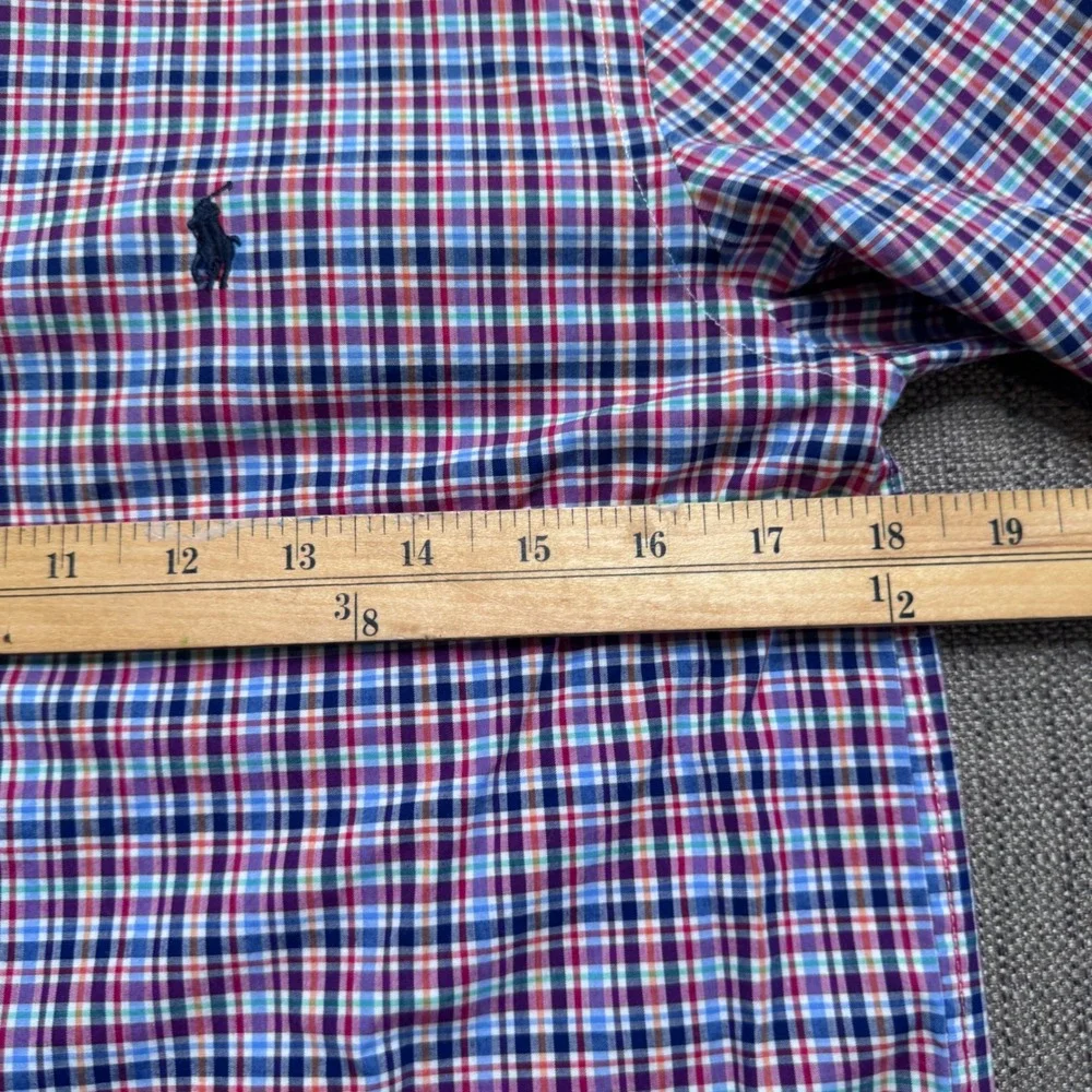 Ralph Lauren Boys Plaid Button Down Shirt L 14-16 Multi Color Long Sleeve Cotton